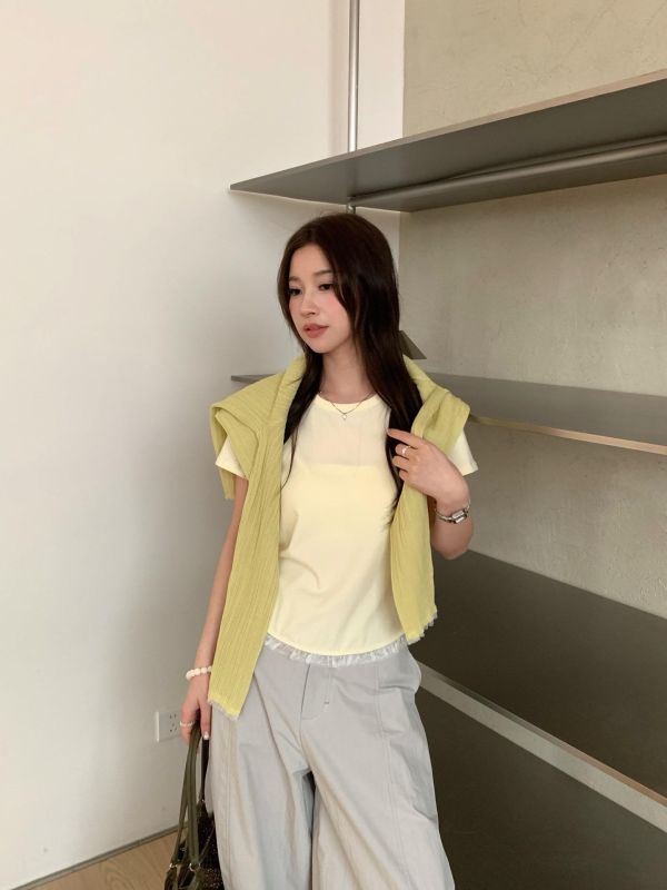 荷葉邊拼紗Tee｜溫柔仙氣・修飾身形・甜美百搭款 