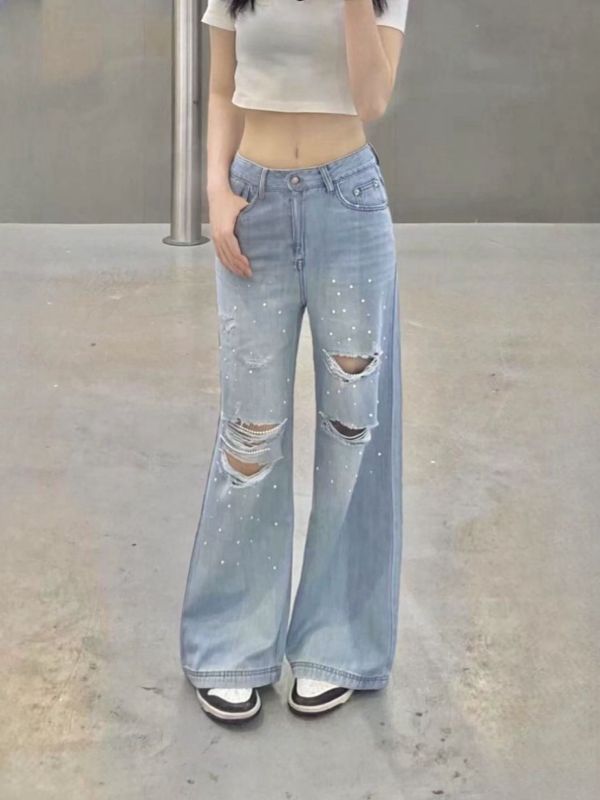 -必收款-珍珠抓破牛仔褲 