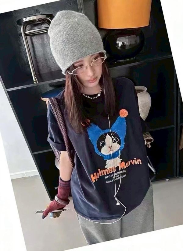 NEW ｜貓咪立體毛球T 