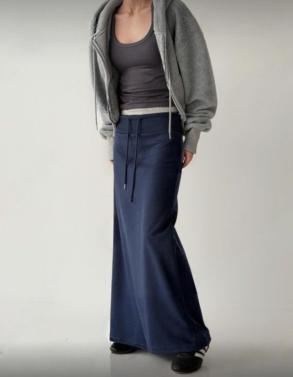 垂墜感棉質長裙 