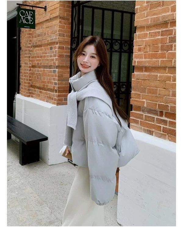 鋪棉外套+針織披肩 
