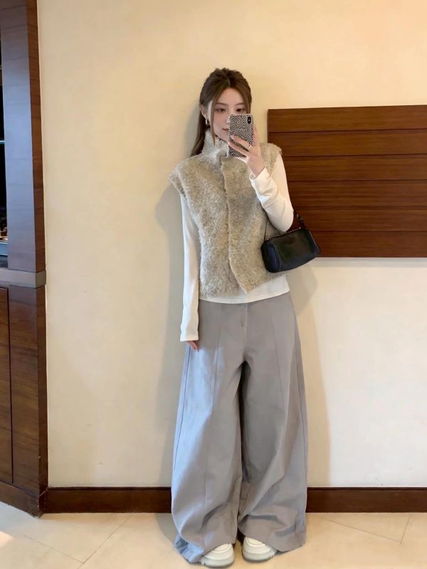 圈圈紗毛開釦背心 