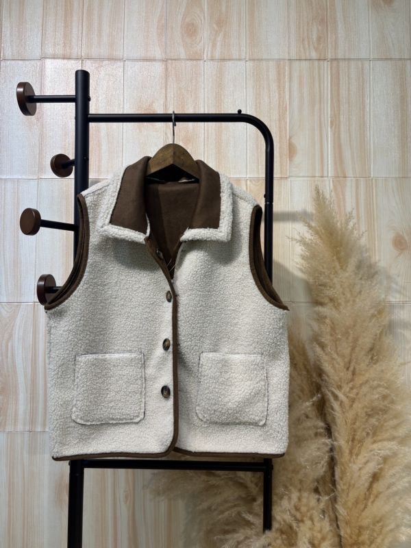 羔羊麂皮雙面背心外套（雙面可穿） 