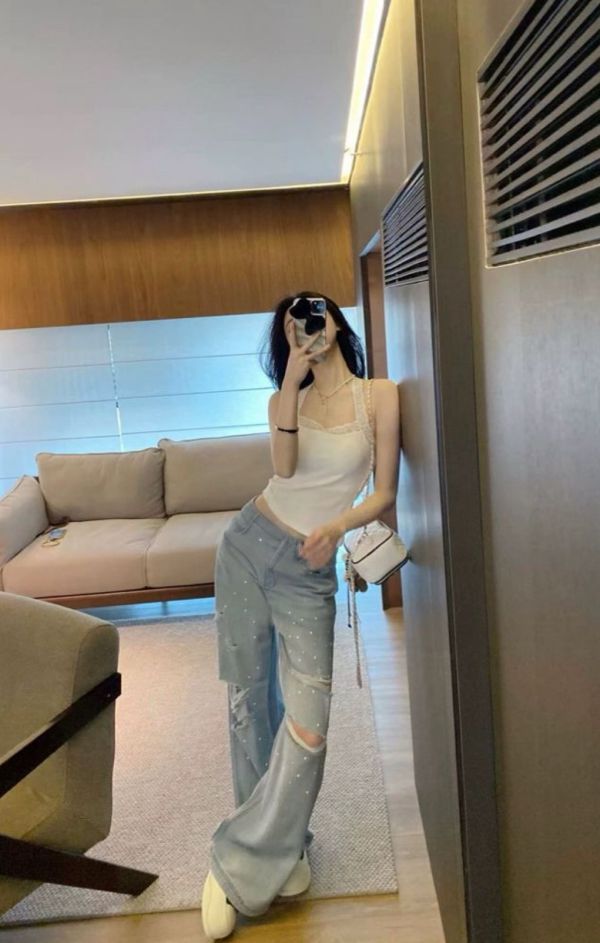 -必收款-珍珠抓破牛仔褲 