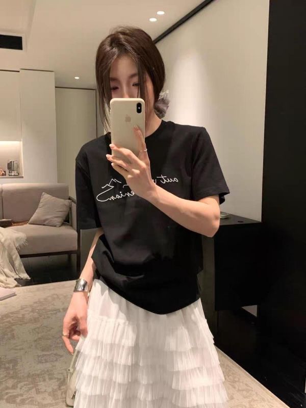 NEW 英文字T+格雪紡領巾 