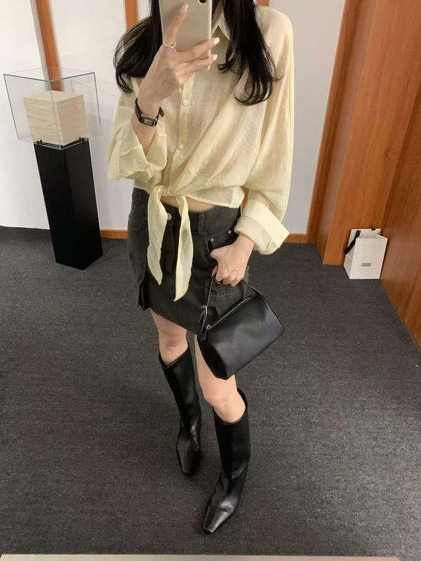 綁帶防曬短襯衫 