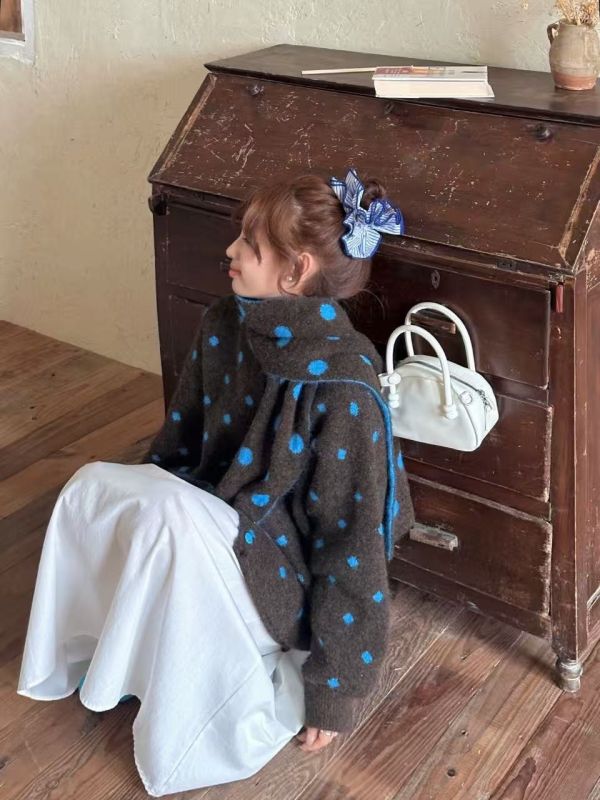 溫柔點點針織毛衣+圍巾 