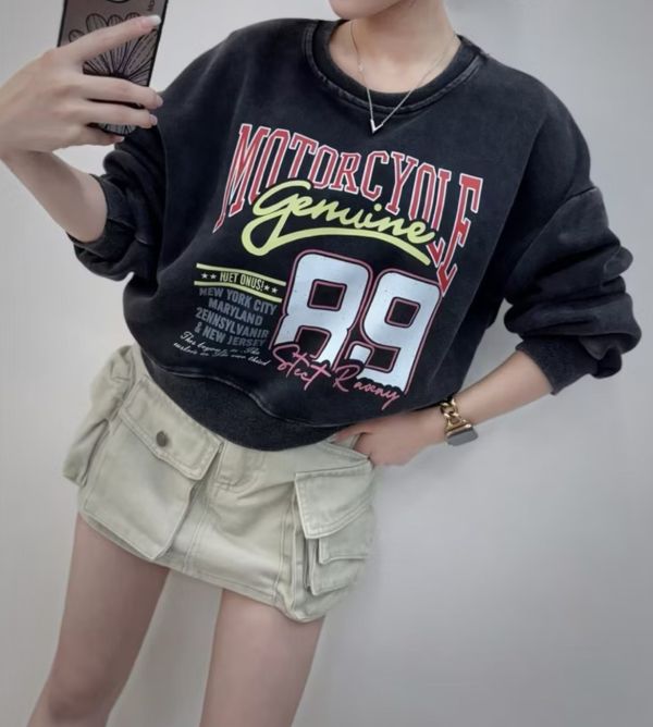 美式水洗棉英文印花上衣 