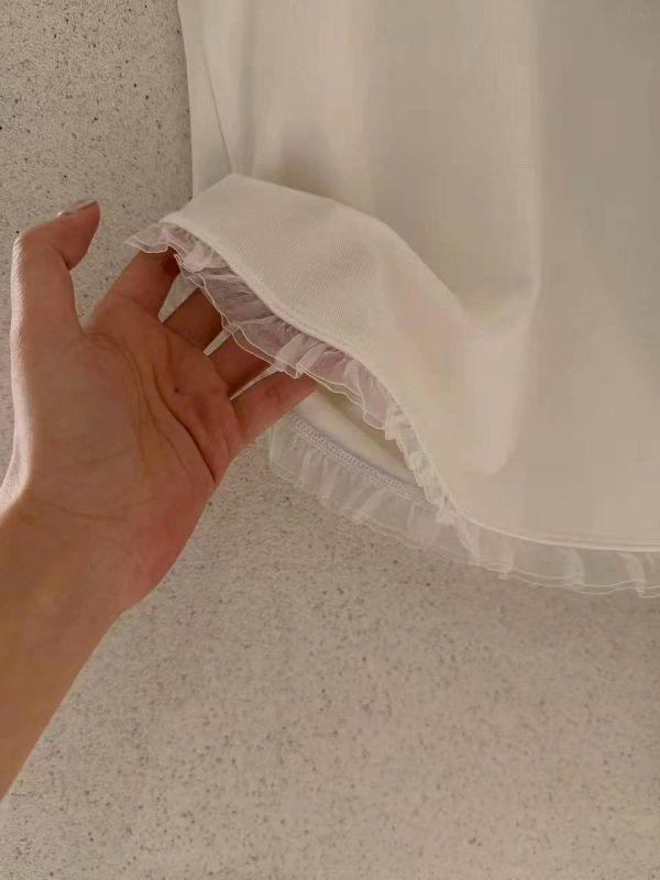 荷葉邊拼紗Tee｜溫柔仙氣・修飾身形・甜美百搭款 