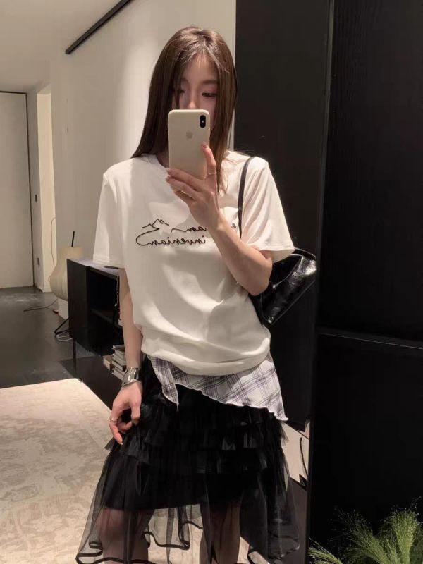 NEW 英文字T+格雪紡領巾 