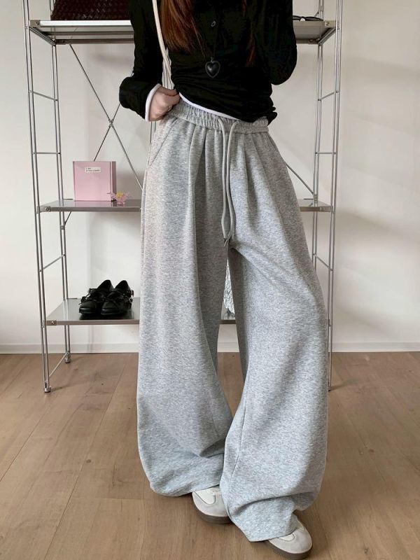 鬆緊綁繩口袋棉褲 ｜寬鬆顯瘦 ｜休閒長褲 