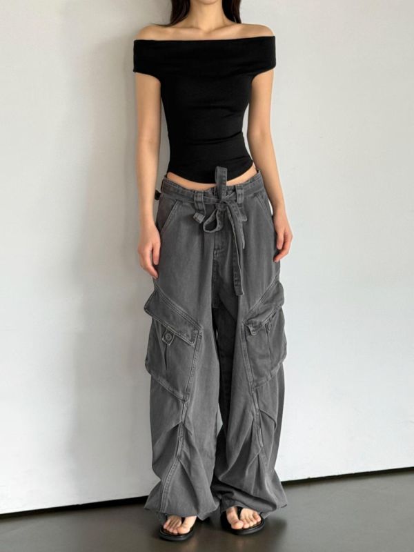 ㄧ字肩短版上衣 