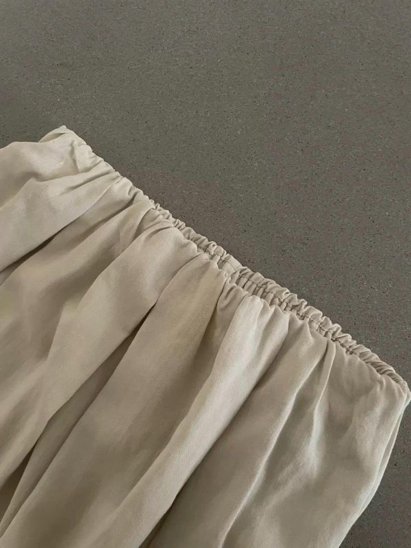 鬆緊腰棉麻後開叉長裙｜氣質顯瘦・慵懶氛圍・夏日百搭款 