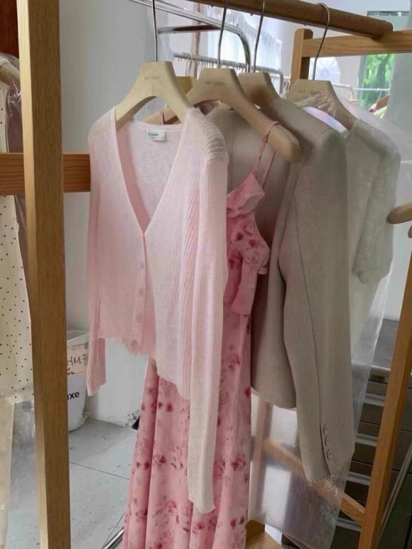 -百搭款-坑條針織開扣薄外套 