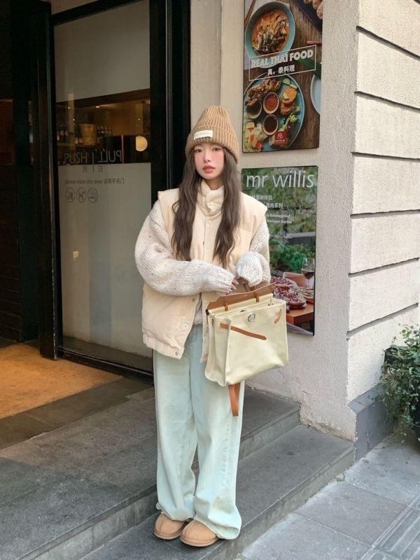 燈芯絨舖棉口袋背心 