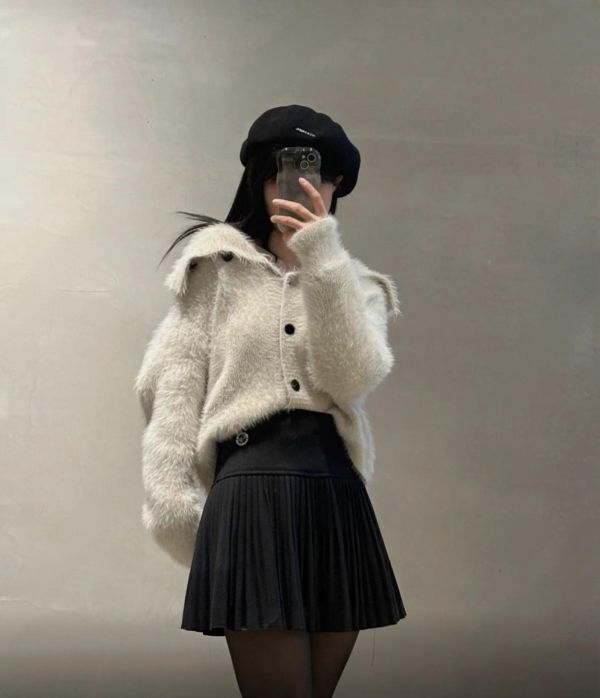 雲感毛毛立領針織外套（可單穿） 