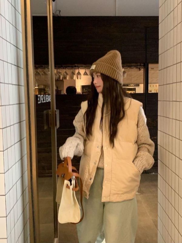 燈芯絨舖棉口袋背心 