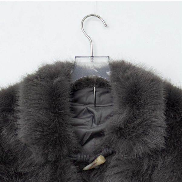 灰調仿皮草短版外套 