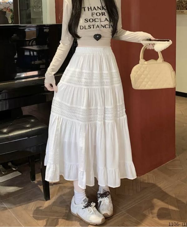 蕾絲白裙  （F碼） 
