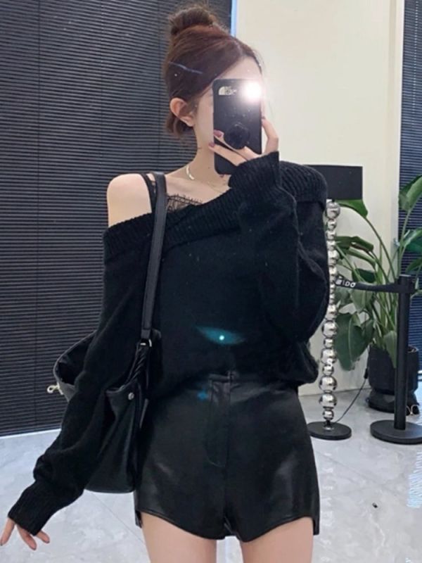 -甜美風-蕾絲斜肩針織衫 斜肩上衣
針織上衣
蕾絲上衣
甜美上衣
約會上衣