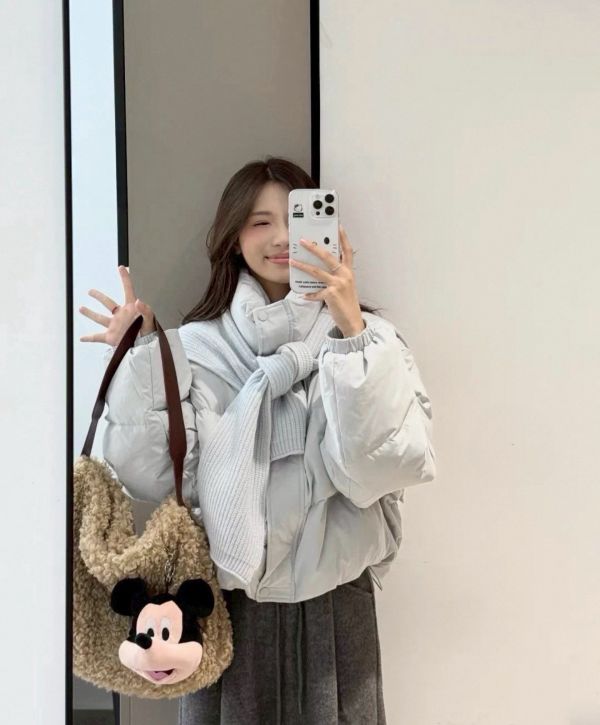 鋪棉外套+針織披肩 