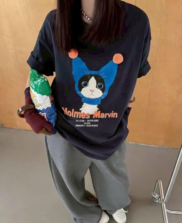 NEW ｜貓咪立體毛球T 