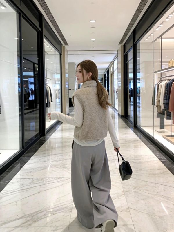 圈圈紗毛開釦背心 