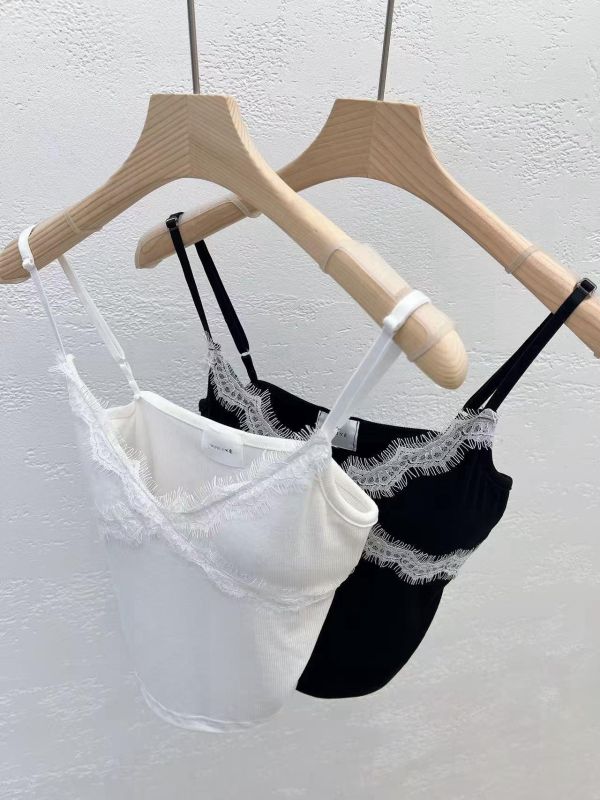 NEW 睫毛蕾絲背心＋羊絨衫｜氣質疊穿兩件組｜內附胸墊 