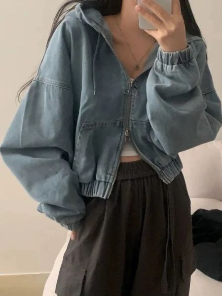 -秋冬新品-牛仔連帽外套 