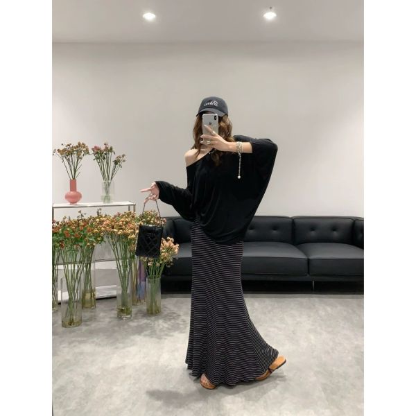 -本期新品-/闆闆激推/條紋長裙套裝 條紋長裙, 長裙套裝, 顯瘦裙裝, 慵懶風格, 時髦服飾, 新品推薦, 女裝, 衣服搭配, 休閒時尚, 漂亮裙子