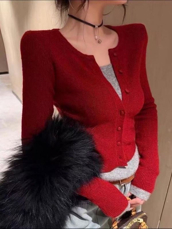 撞色假兩件針衫 