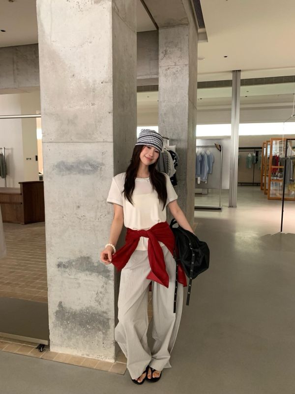 配色滾邊短版Tee｜修身顯瘦 