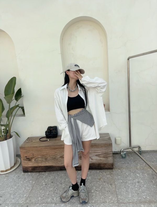 -必收款-襯衫短褲套裝 