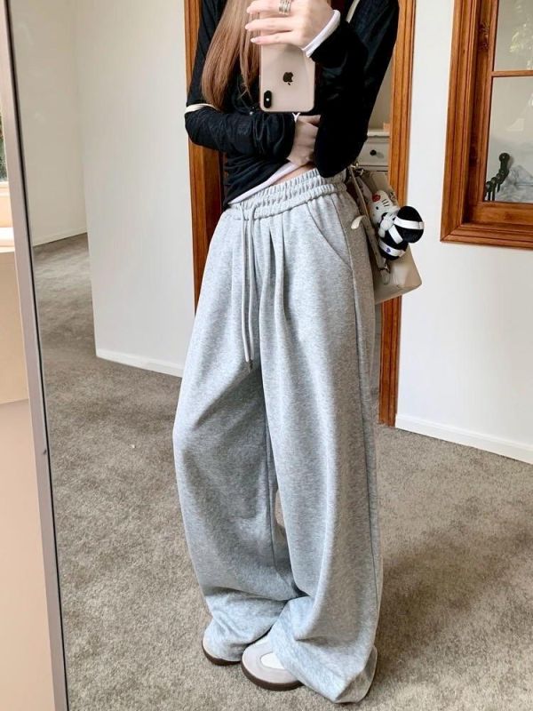 鬆緊綁繩口袋棉褲 ｜寬鬆顯瘦 ｜休閒長褲 