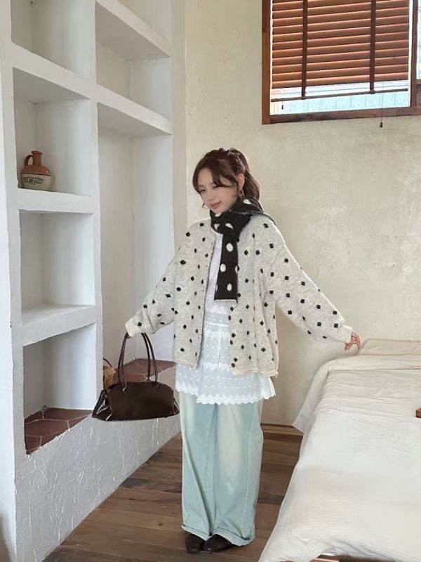 溫柔點點針織毛衣+圍巾 