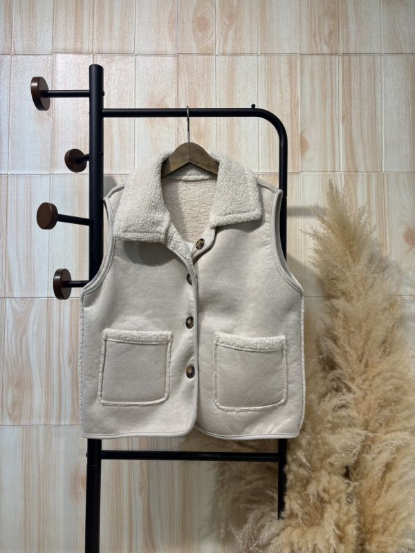 羔羊麂皮雙面背心外套（雙面可穿） 