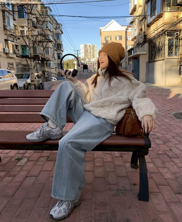 兔絨感拉鍊毛毛外套 