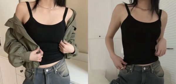 小背心附胸墊｜固定墊｜春夏必備單品・可單穿可內搭 
