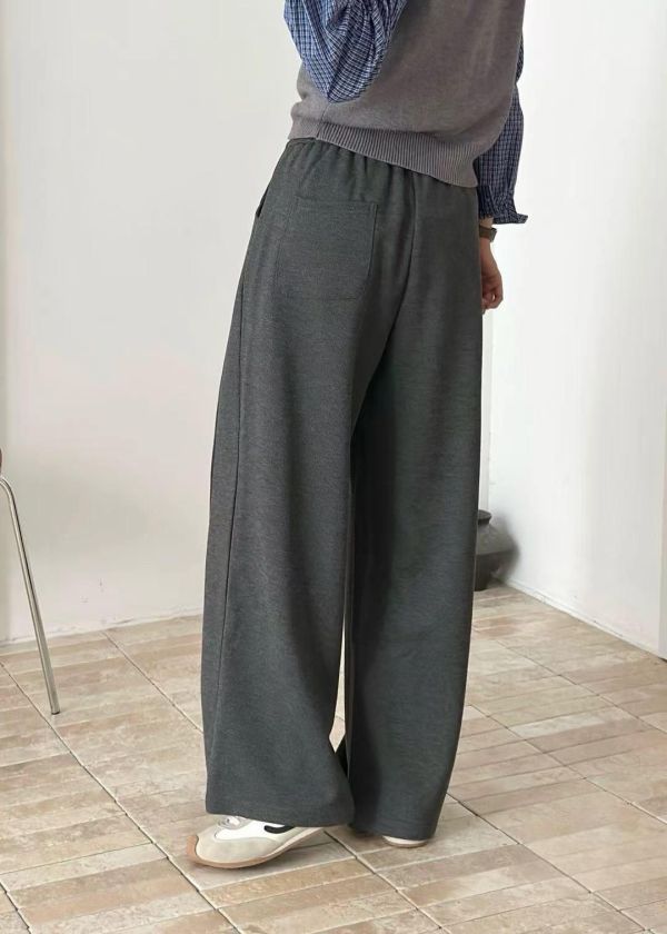 毛呢後口袋彎刀褲 