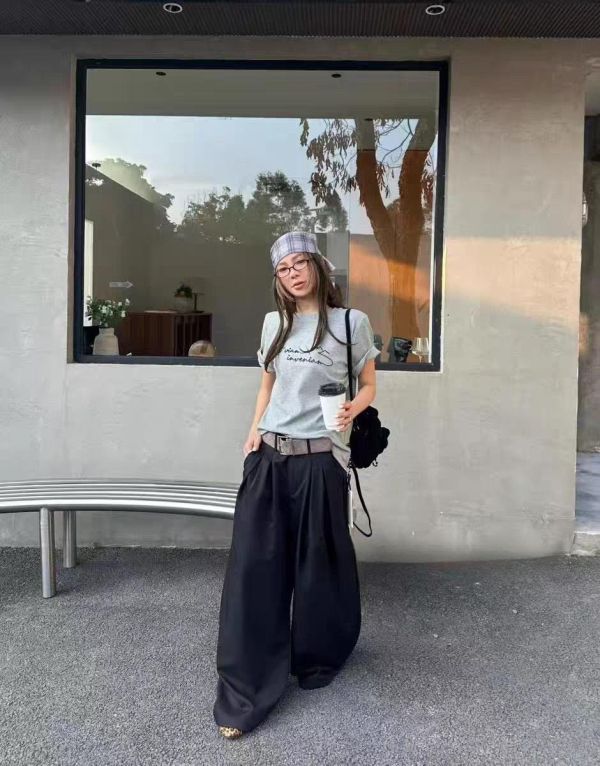 NEW 英文字T+格雪紡領巾 