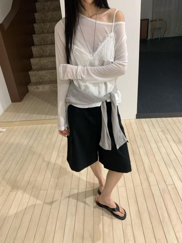 緞面蕾絲背心 ｜細肩帶氣質上衣 ｜夏季百搭 