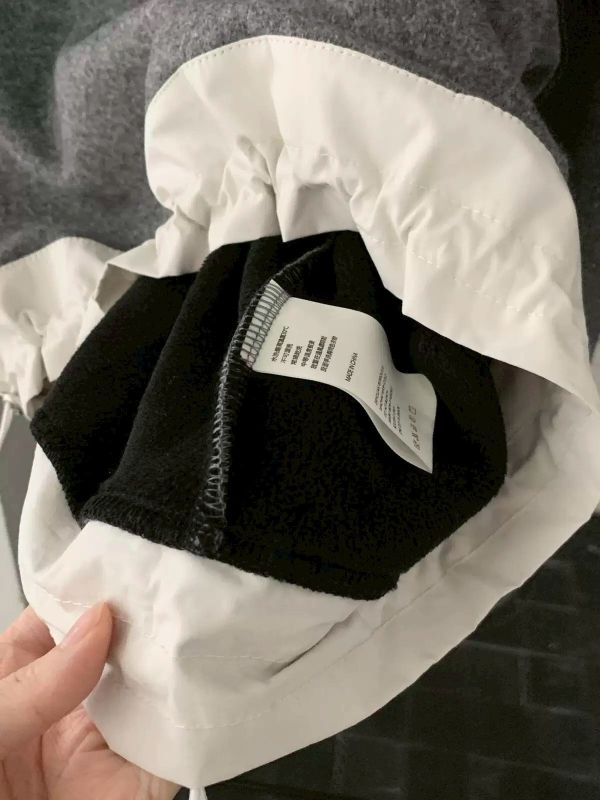 抽繩拼接呢絨短款衛衣 