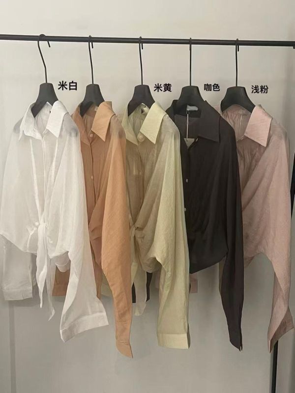 綁帶防曬短襯衫 
