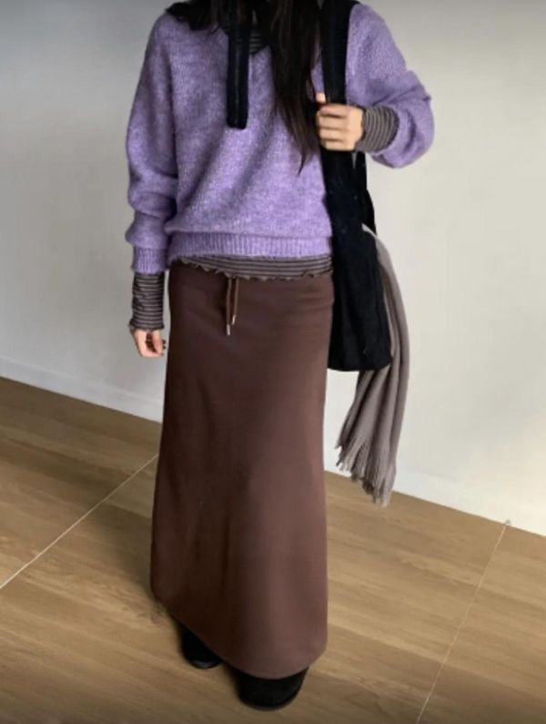 垂墜感棉質長裙 