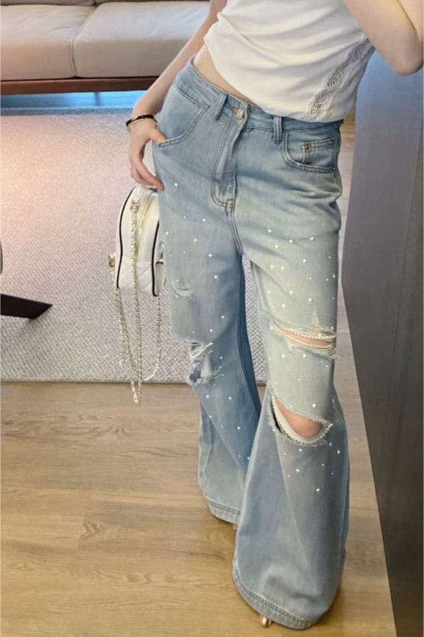 -必收款-珍珠抓破牛仔褲 