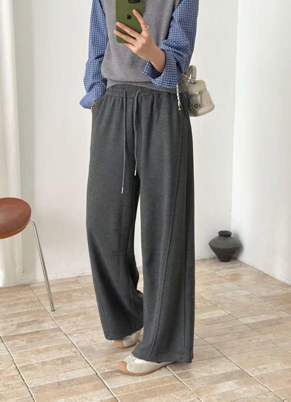 毛呢後口袋彎刀褲 