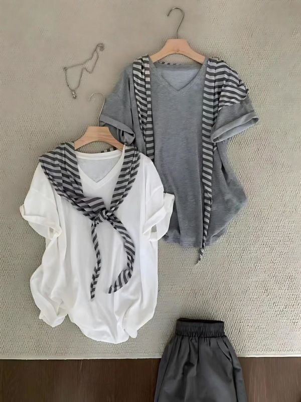 -本期必收-V領大T+披肩 