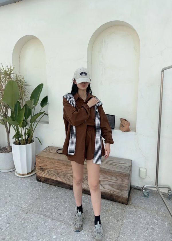 -必收款-襯衫短褲套裝 