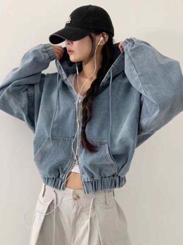 -秋冬新品-牛仔連帽外套 