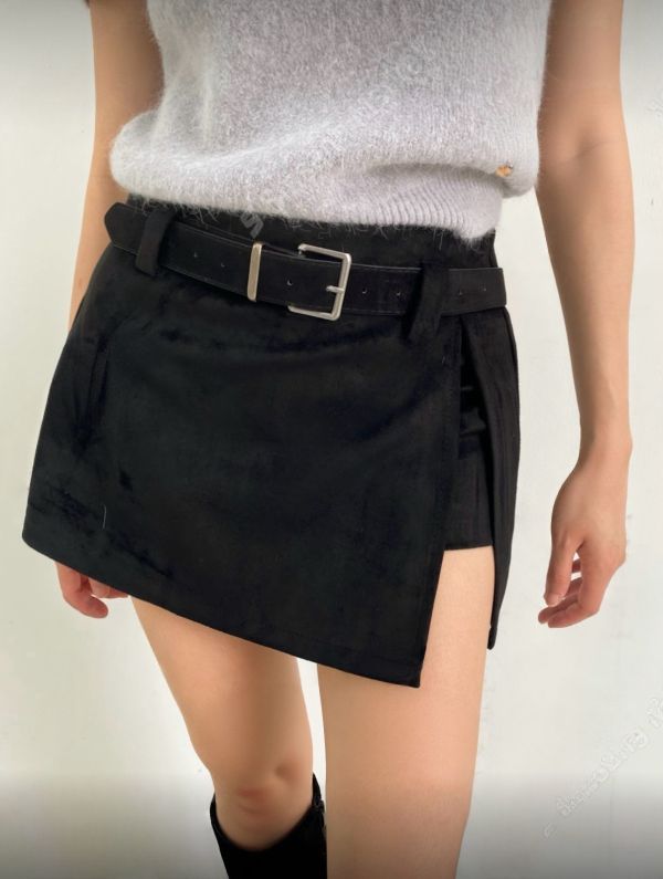 麂皮褲裙 